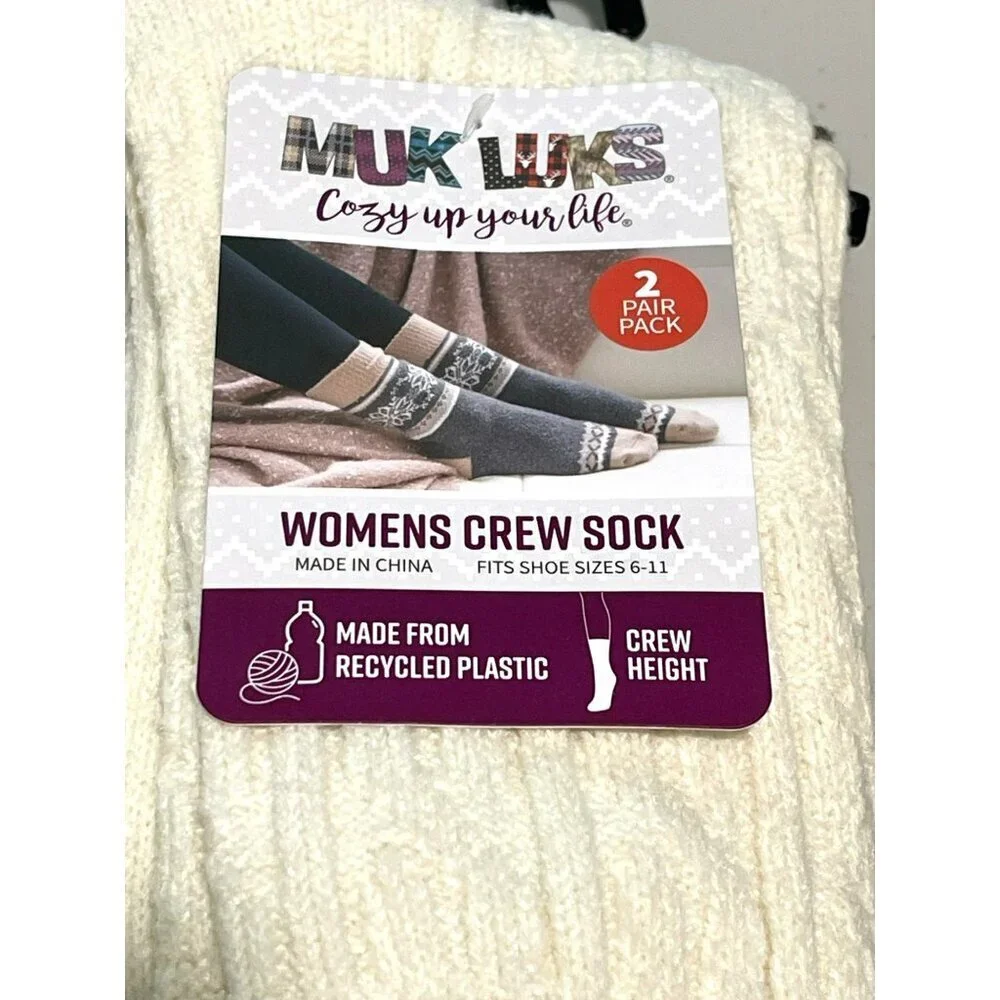 Muk Luks Socks 4 Pairs Recycled Plastic Material Fits Shoe Sizes 6-11 New